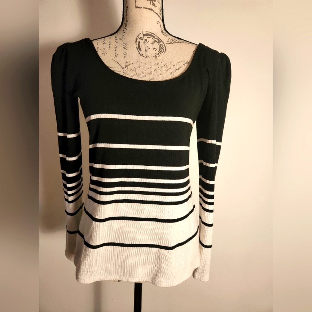 Express Striped Boat Neck Long Sleeve Top. Size Medium